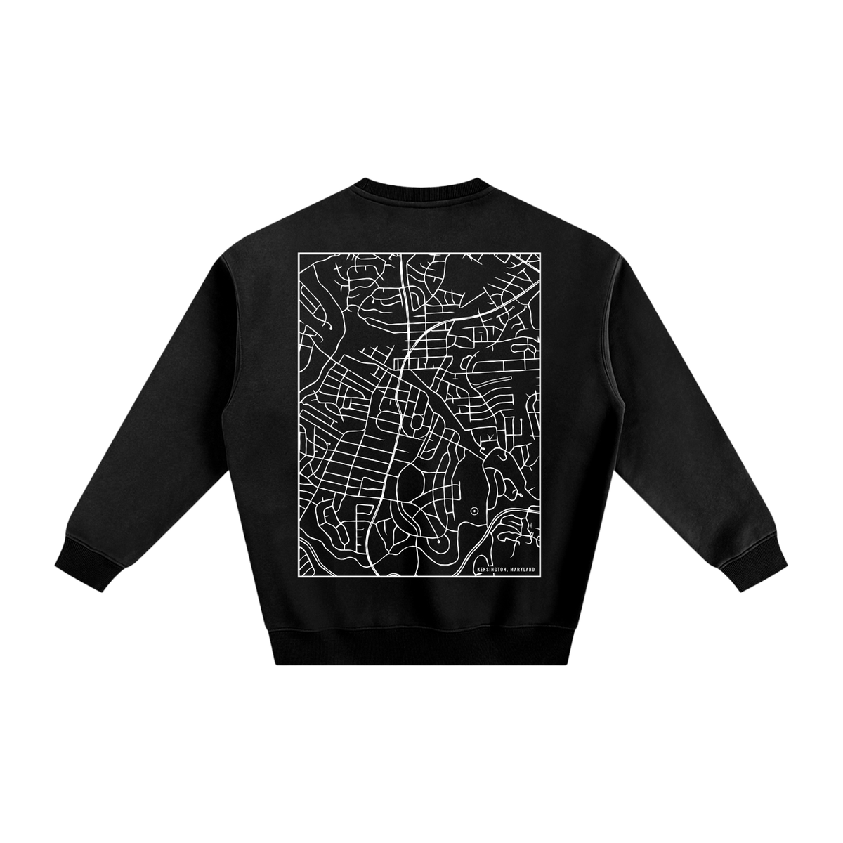 Kensington map sweatshirt, back print - Black