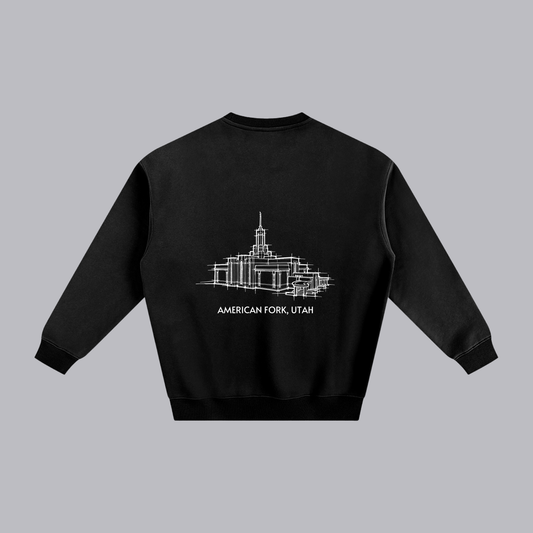 Mount Timpanogos Temple back print flat lay - Black