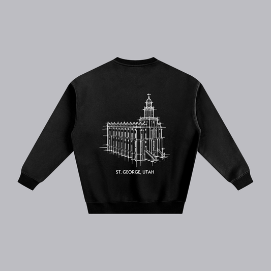 St. George Temple back print flat lay - Black