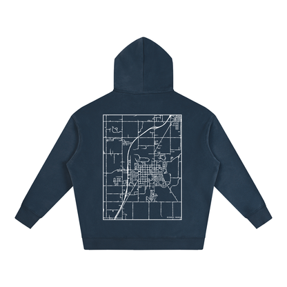 Rexburg map hoodie, back print - Navy Blue