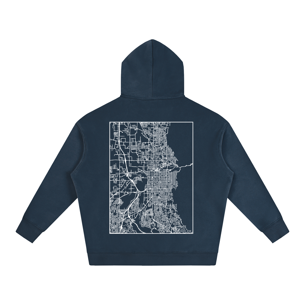 Ogden map hoodie, back print - Navy Blue