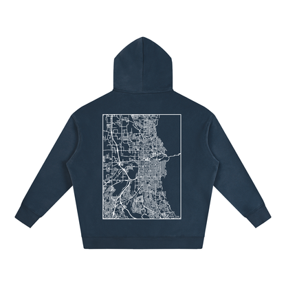 Ogden map hoodie, back print - Navy Blue