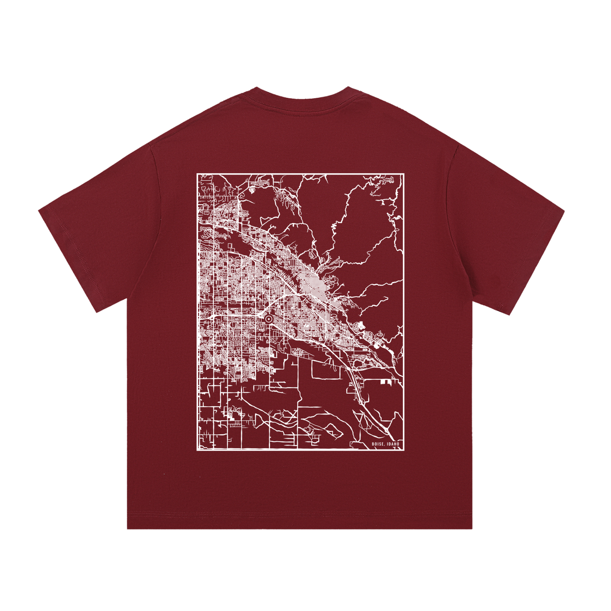 Boise map tee, back print - Maroon
