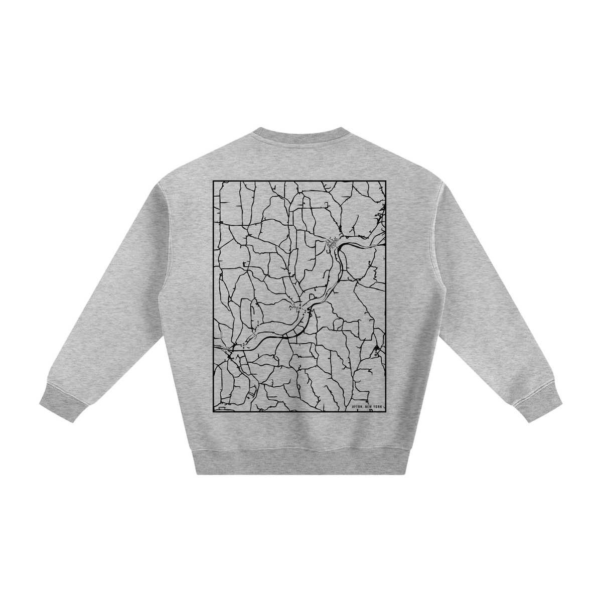 Afton map sweatshirt, back print - Heather Gray