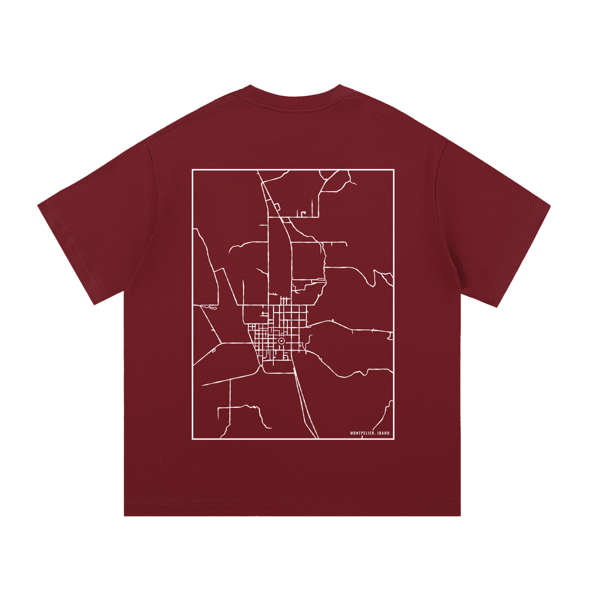 Montpelier map tee, back print - Maroon