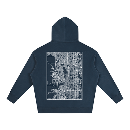 West Jordan map hoodie, back print - Navy Blue