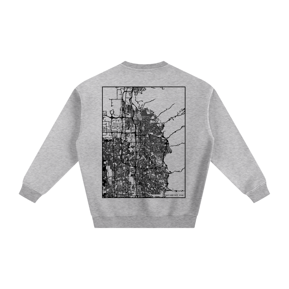 Salt Lake City map sweatshirt, back print - Heather Gray
