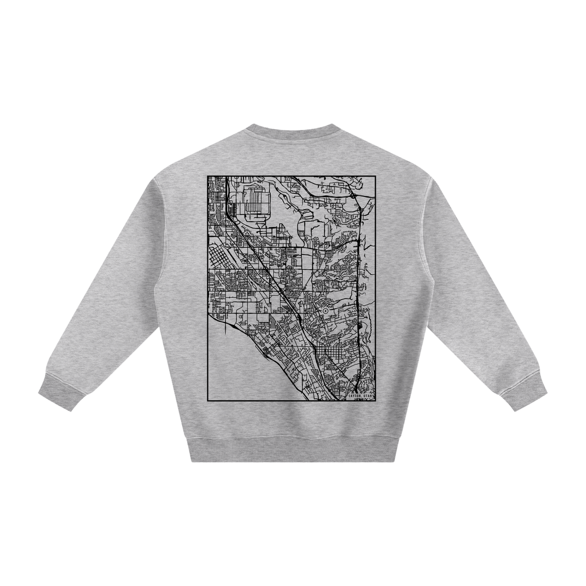 Layton map sweatshirt, back print - Heather Gray
