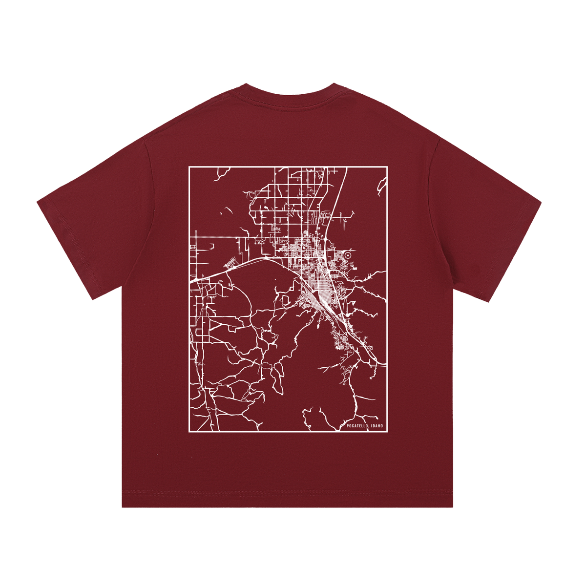 Pocatello map tee, back print - Maroon