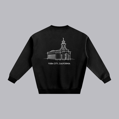 Feather River Temple back print flat lay - Black