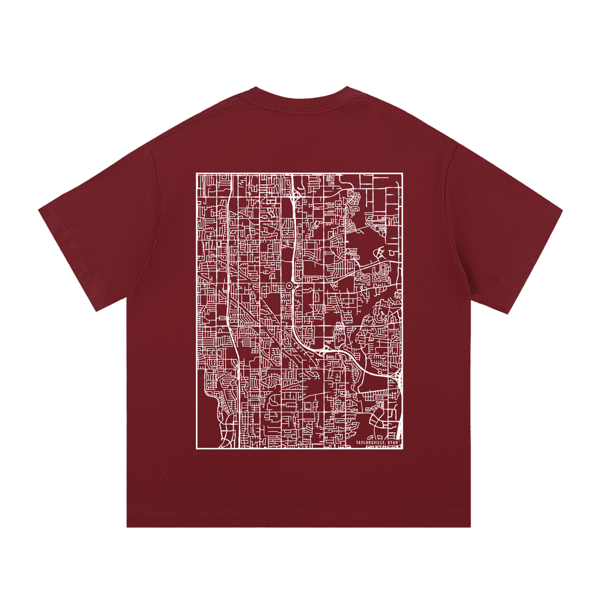 Taylorsville map tee, back print - Maroon