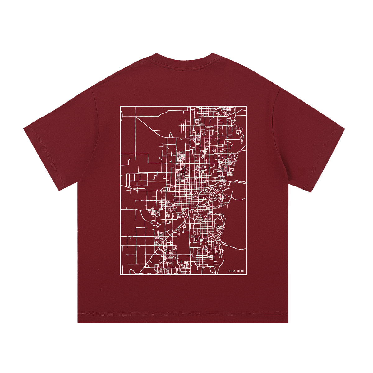 Logan map tee, back print - Maroon