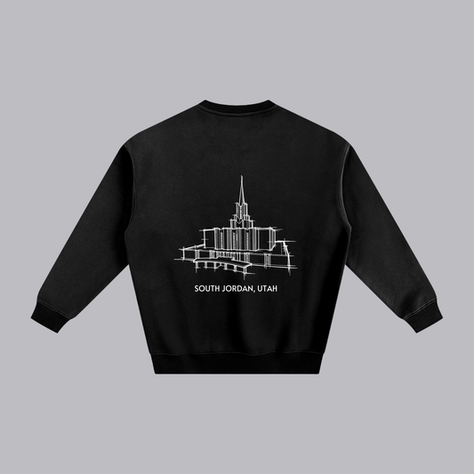 Jordan River Temple back print flat lay - Black
