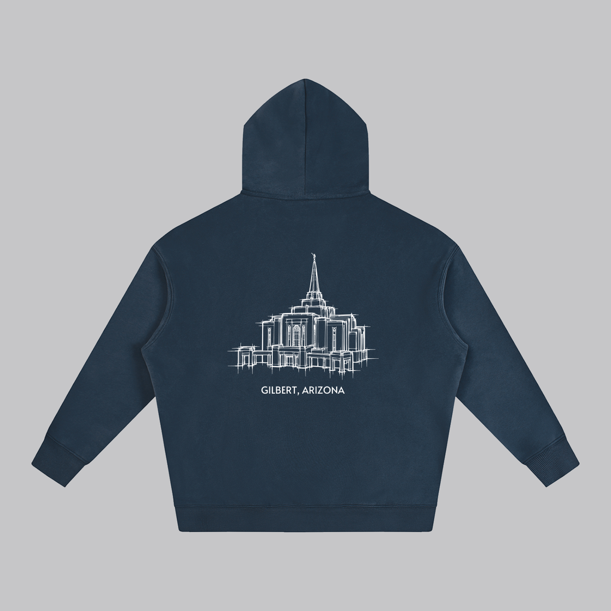 Gilbert Temple back print flat lay - Navy Blue