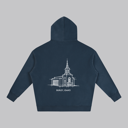 Burley Temple back print flat lay - Navy Blue