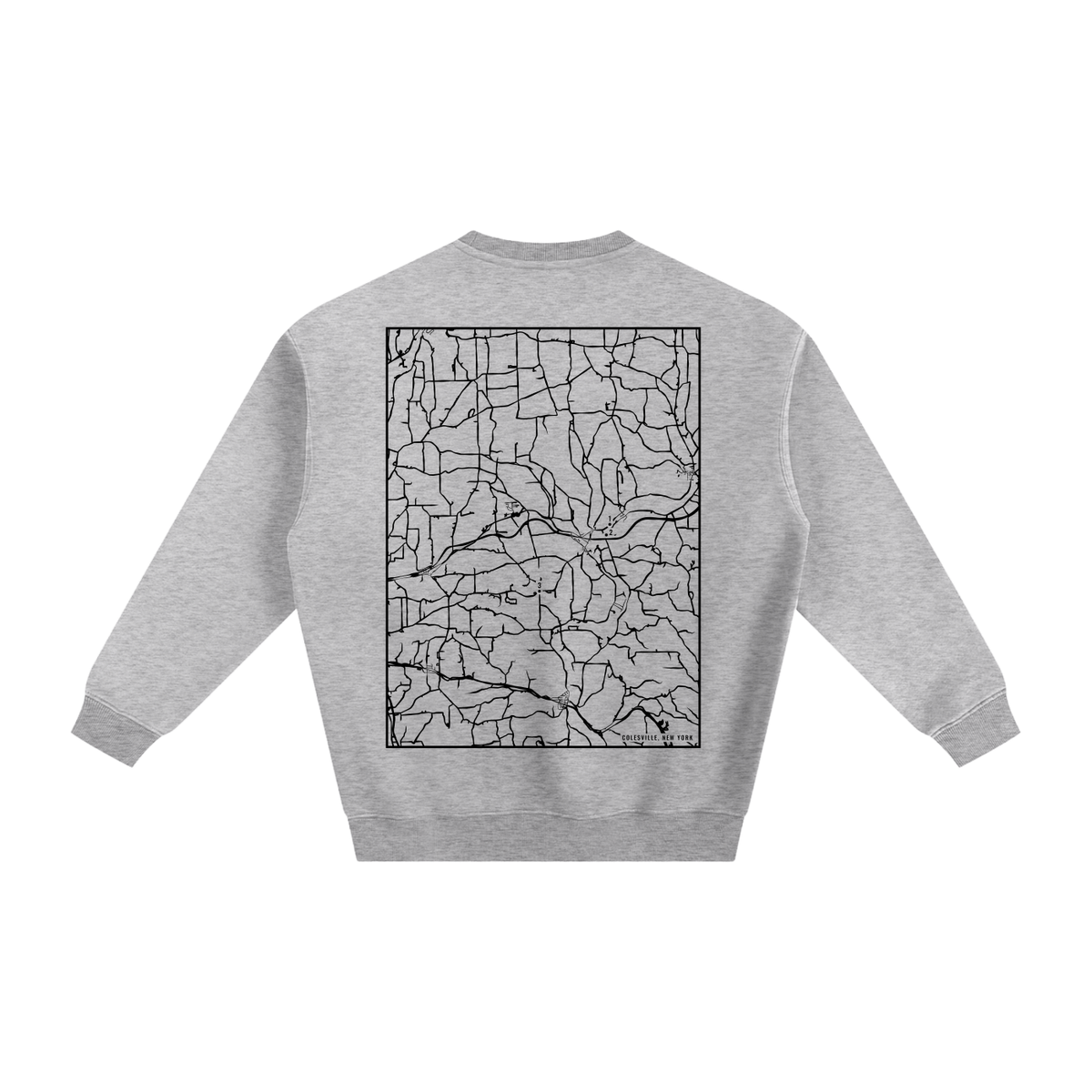 Colesville map sweatshirt, back print - Heather Gray