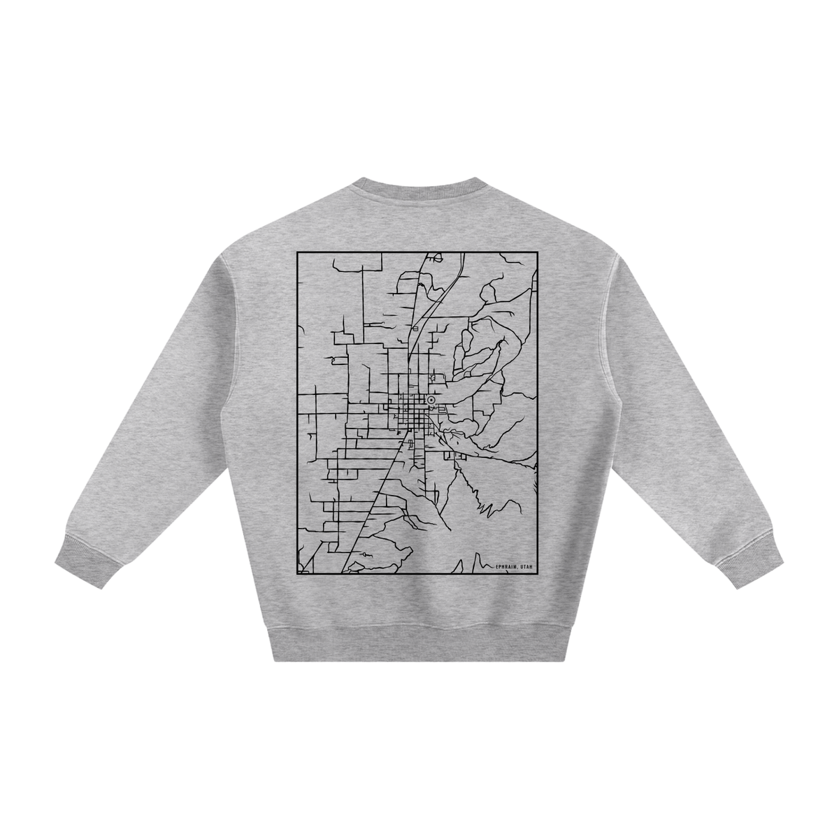 Ephraim map sweatshirt, back print - Heather Gray