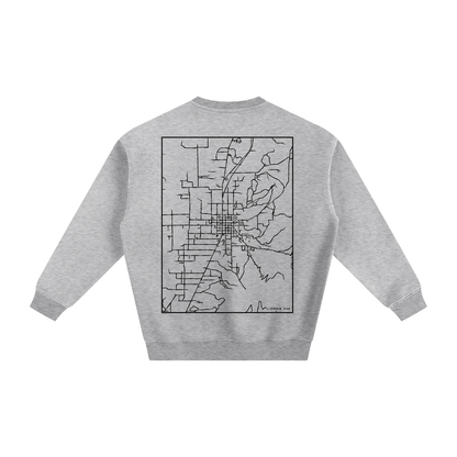 Ephraim map sweatshirt, back print - Heather Gray
