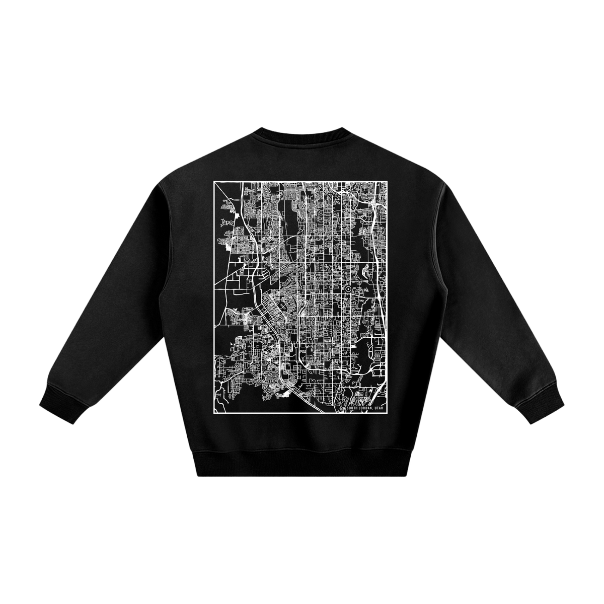 South Jordan map sweatshirt, back print - Black