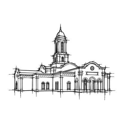 Temple line art close-up - Bakersfield*