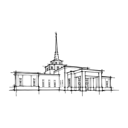 Temple line art close-up - Billings