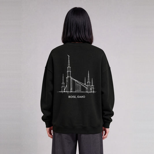 Boise Temple back print on model - Black