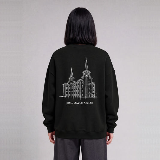 Brigham City Temple back print on model - Black