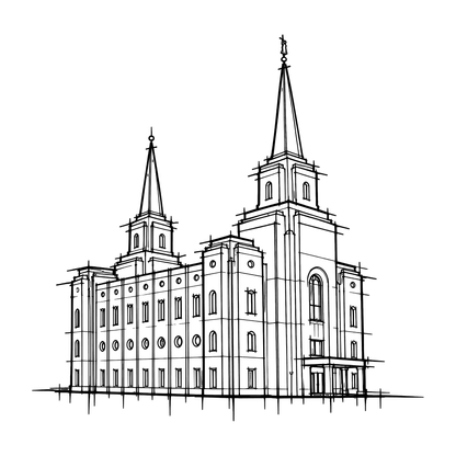 Temple line art close-up - Brigham City