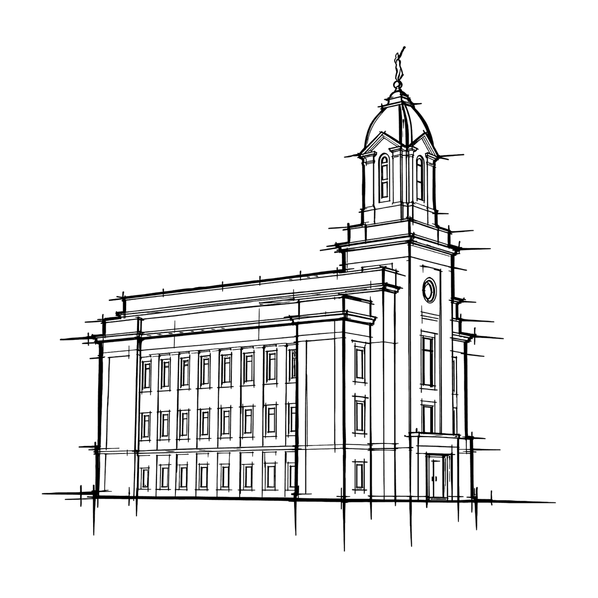 Temple line art close-up - Cedar City