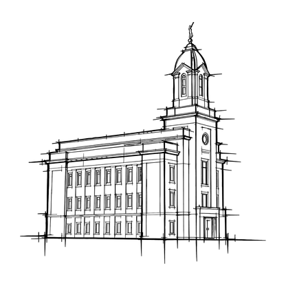 Temple line art close-up - Cedar City
