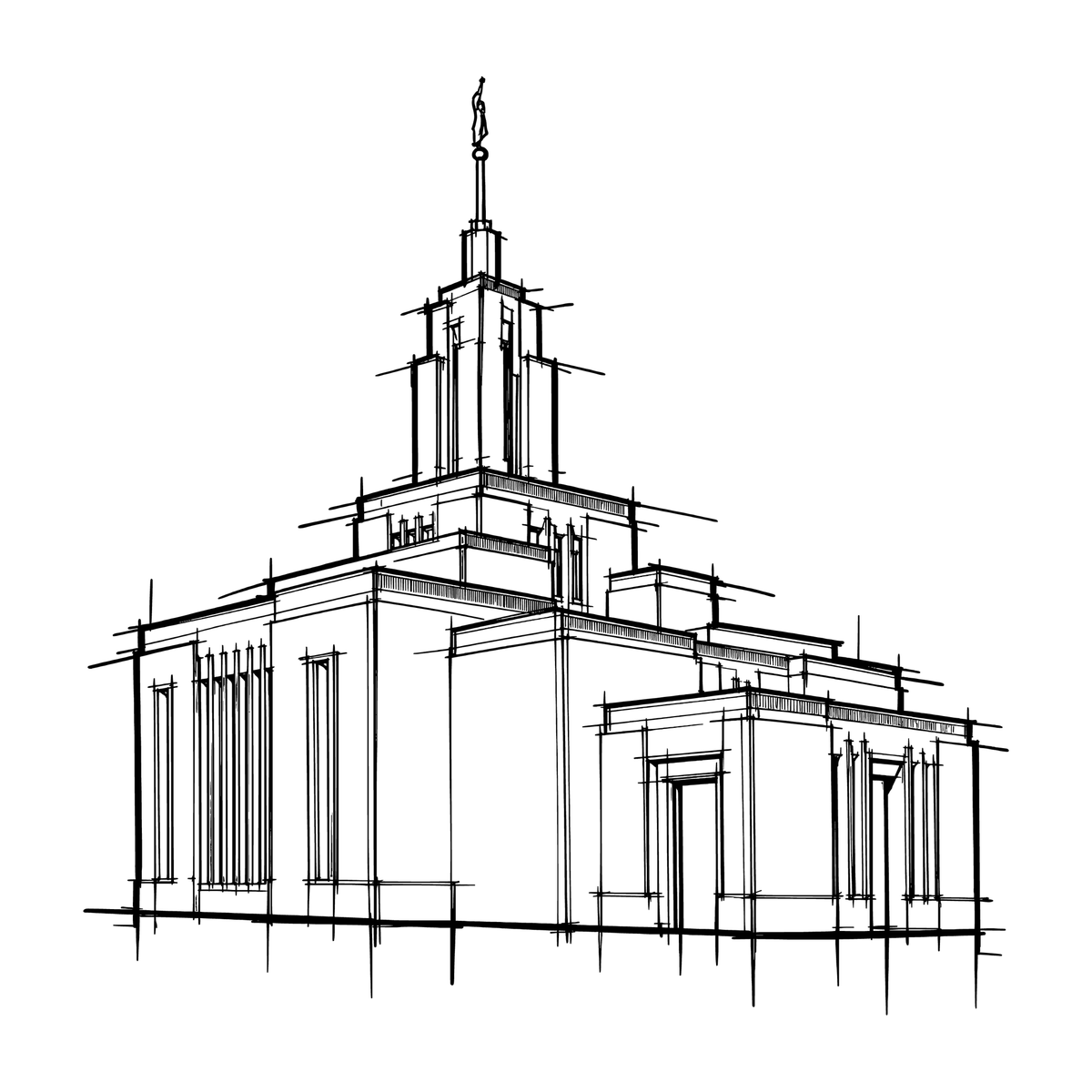 Temple line art close-up - Draper