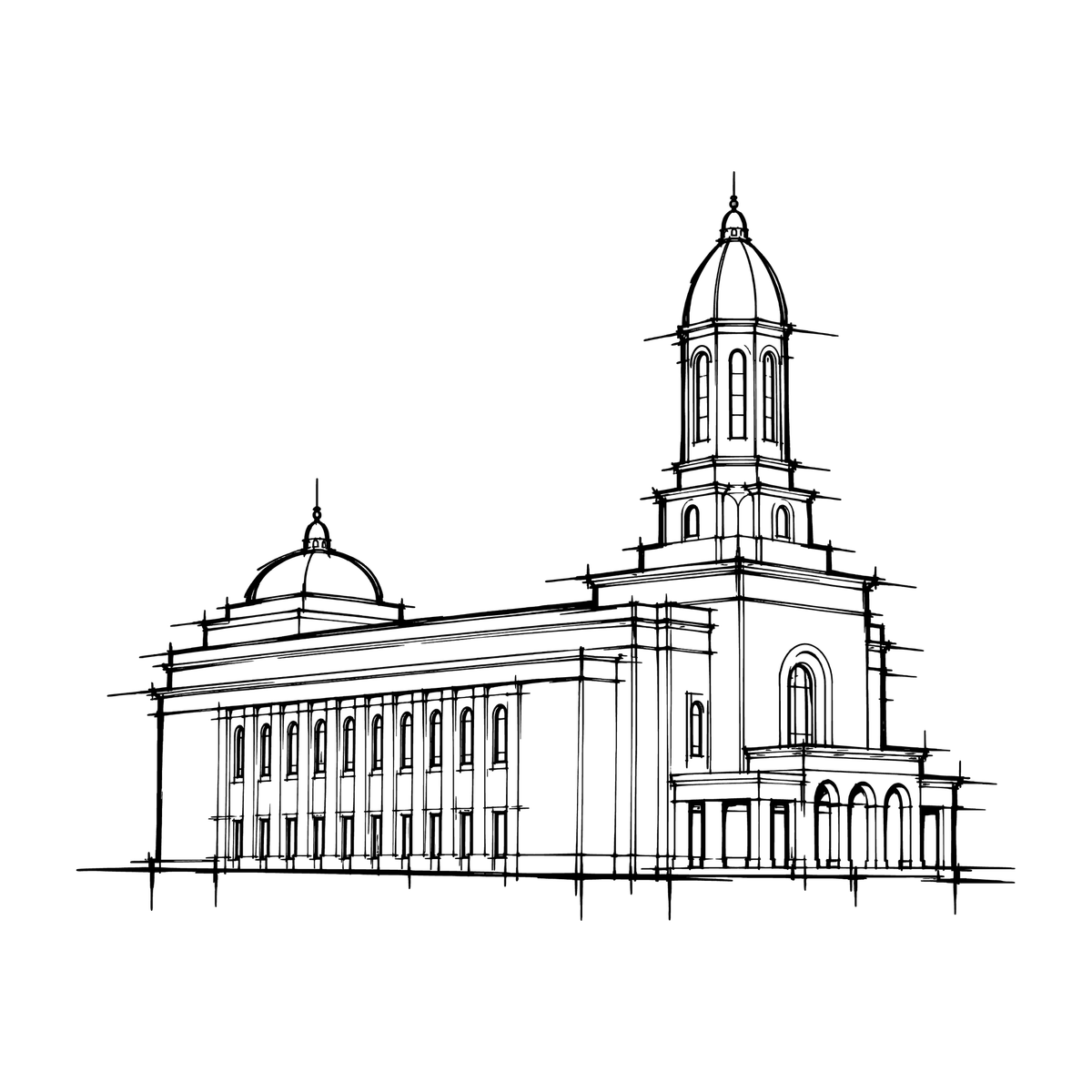 Temple line art close-up - Ephraim