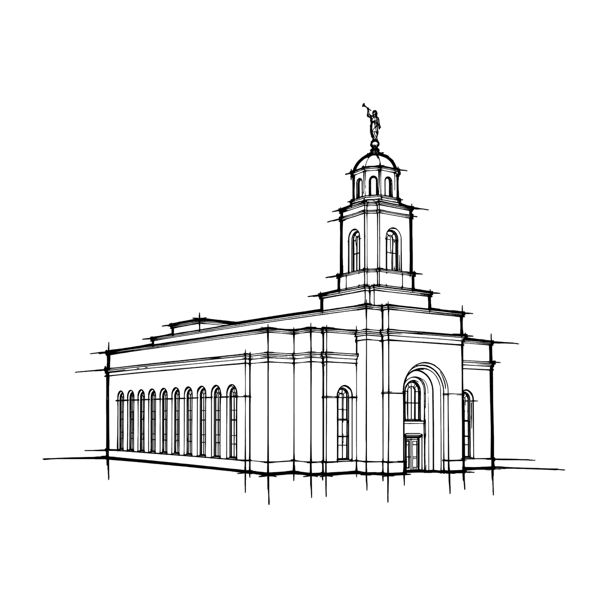 Temple line art close-up - Feather River