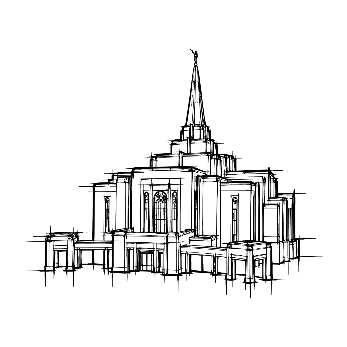 Temple line art close-up - Gilbert