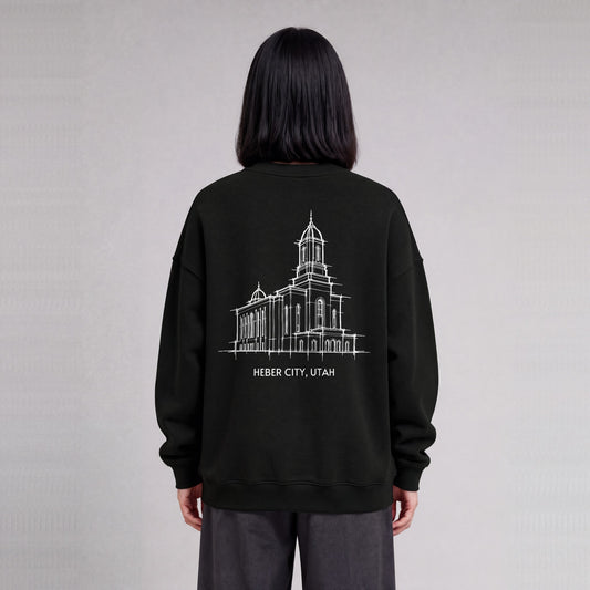 Heber Valley Temple back print on model - Black
