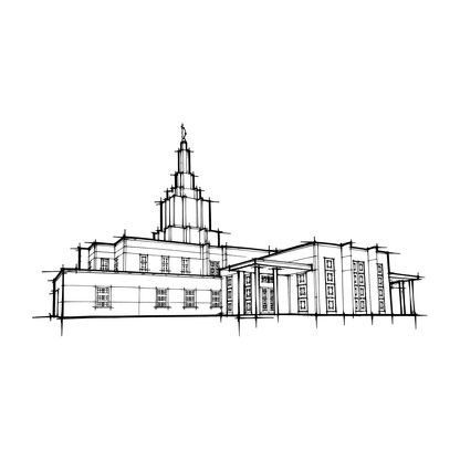 Temple line art close-up - Idaho Falls