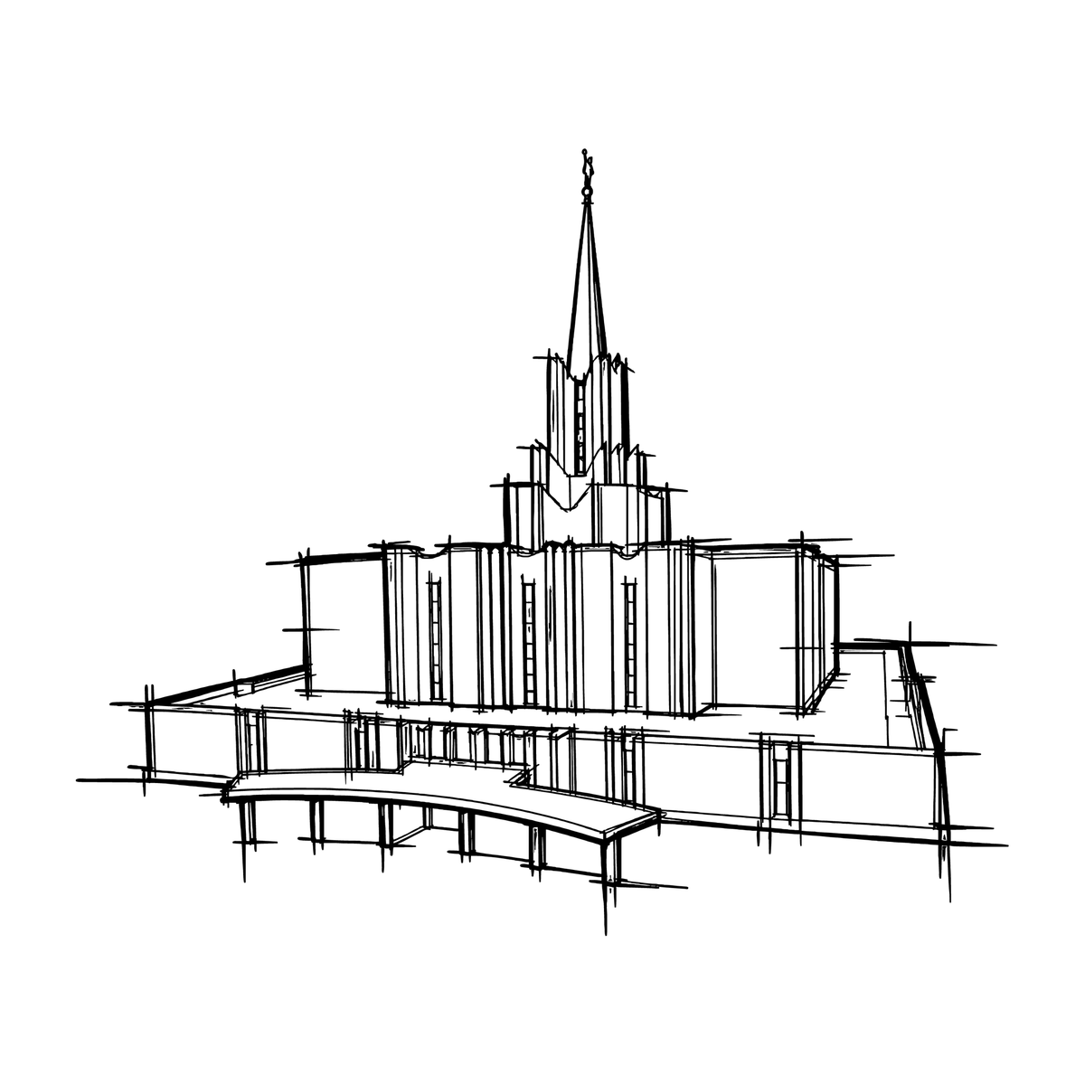 Temple line art close-up - Jordan River