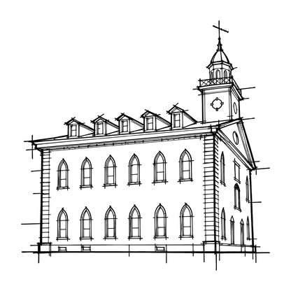Temple line art close-up - Kirtland