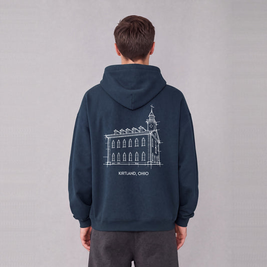 Kirtland Temple back print on model - Navy Blue