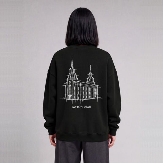 Layton Temple back print on model - Black