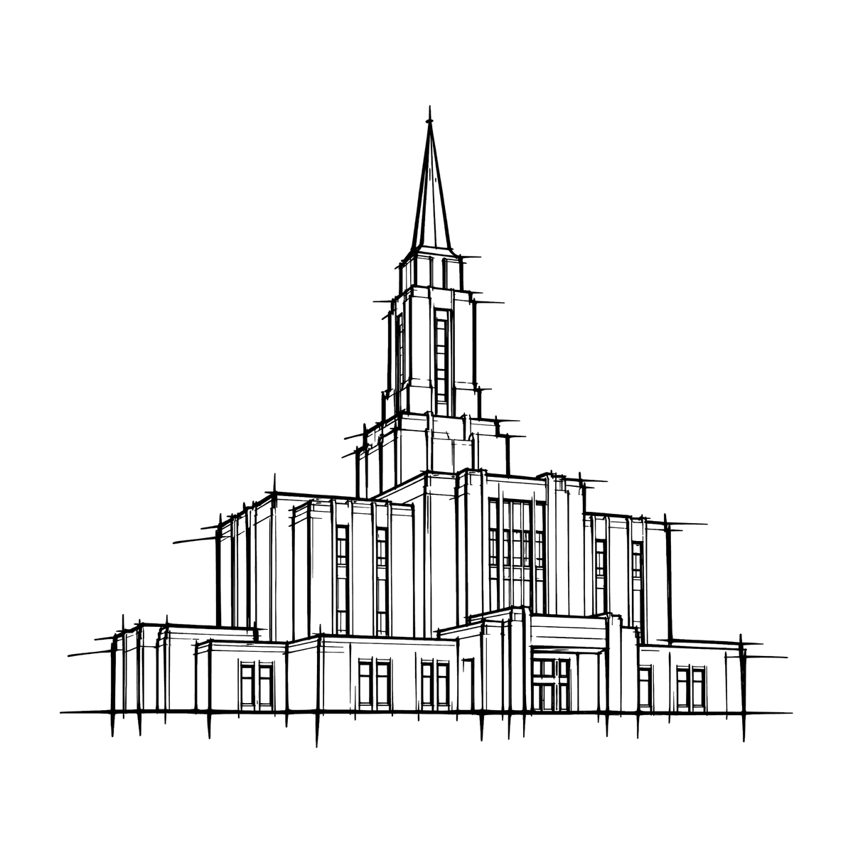 Temple line art close-up - Lehi*