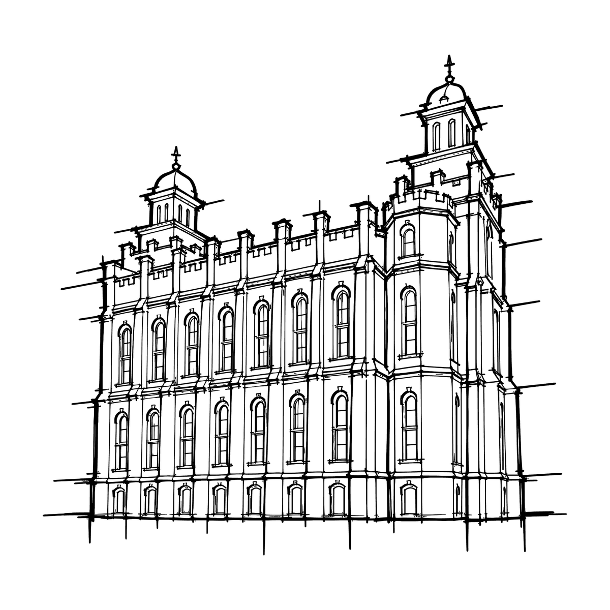 Temple line art close-up - Logan