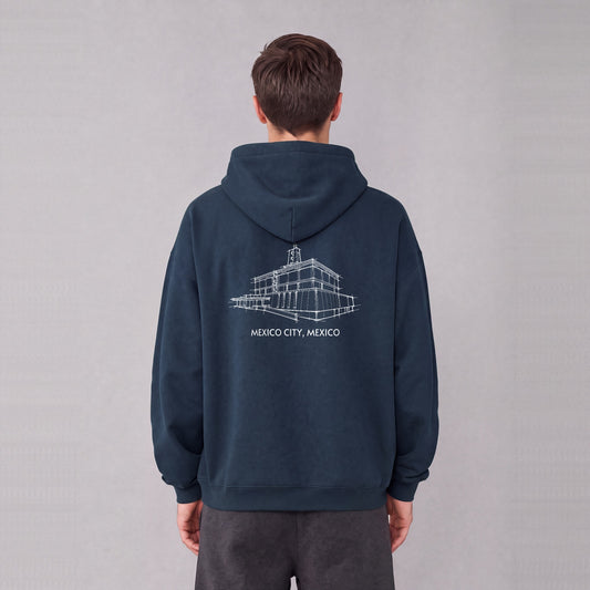 Mexico City Temple back print on model - Navy Blue