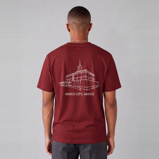 Mexico City Temple back print on model - Maroon