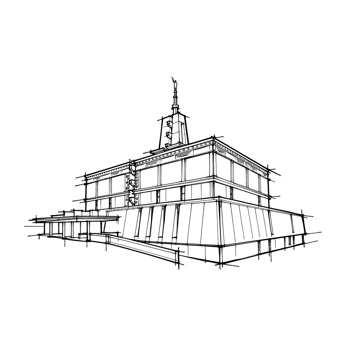 Temple line art close-up - Mexico City