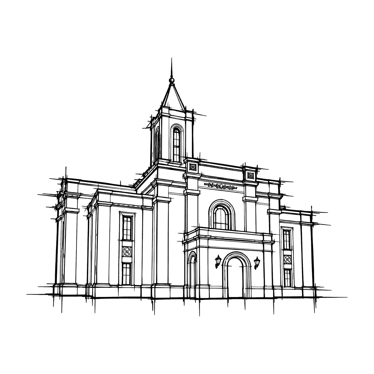 Temple line art close-up - Montpelier