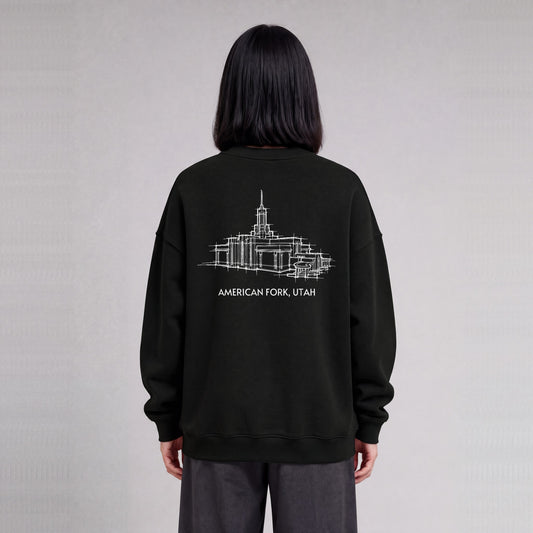 Mount Timpanogos Temple back print on model - Black