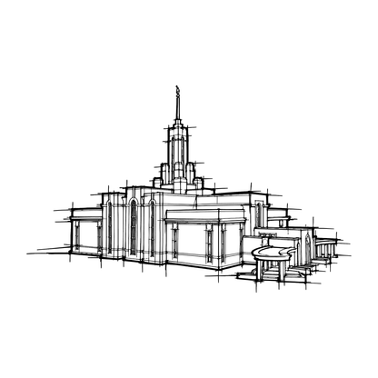 Temple line art close-up - Mount Timpanogos