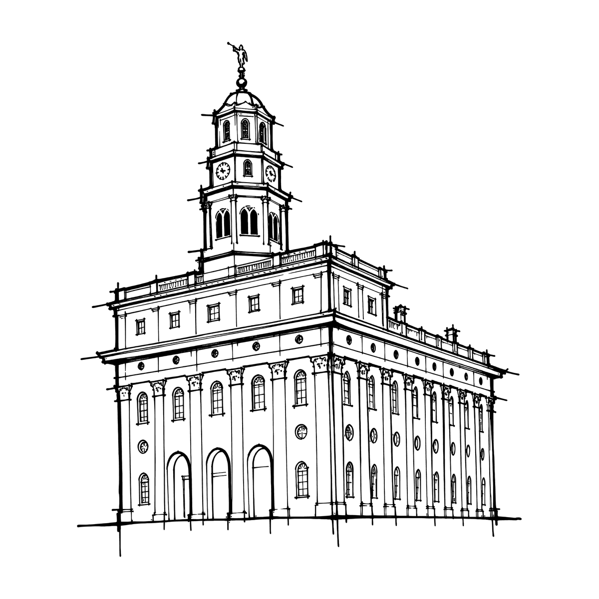 Temple line art close-up - Nauvoo