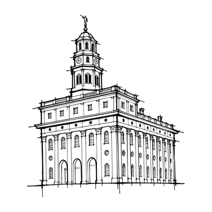 Temple line art close-up - Nauvoo
